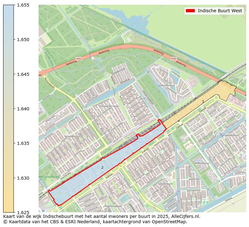 Afbeelding van de Indische Buurt West op de kaart.