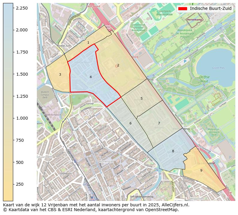 Afbeelding van de Indische Buurt-Zuid op de kaart.