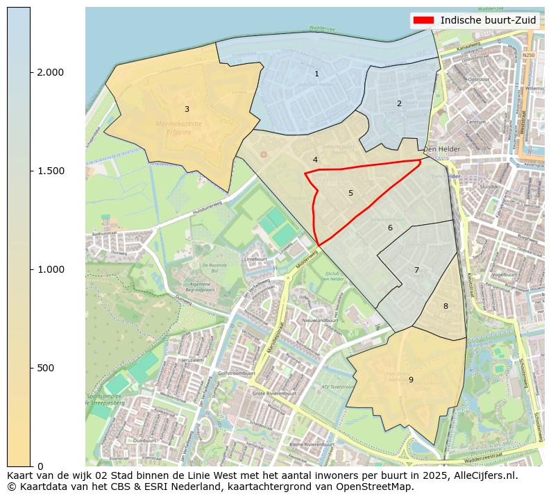Afbeelding van de Indische buurt-Zuid op de kaart.