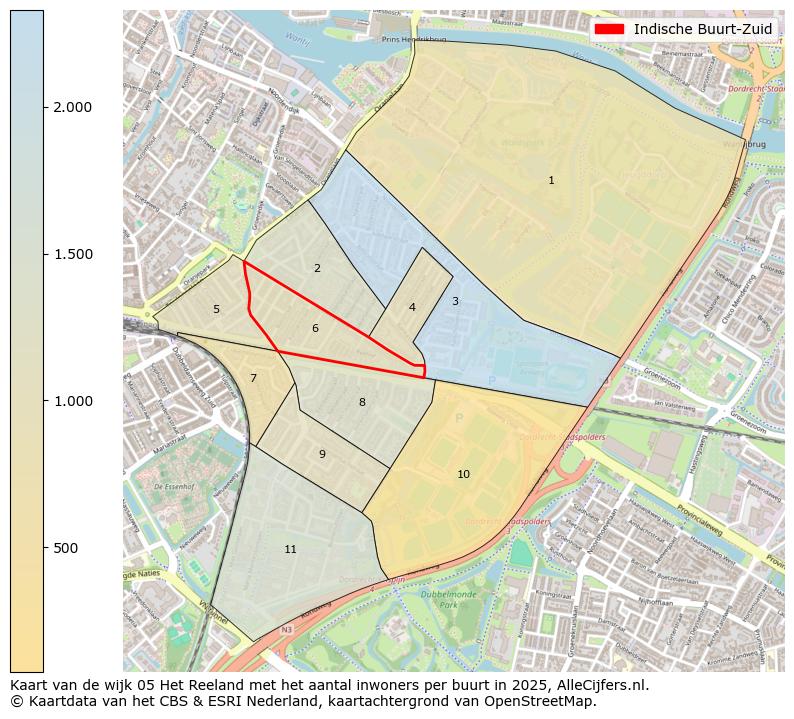 Afbeelding van de Indische Buurt-Zuid op de kaart.