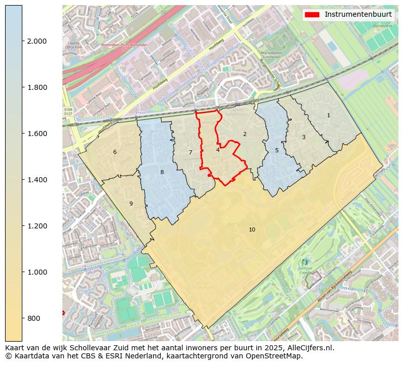 Afbeelding van de Instrumentenbuurt op de kaart.