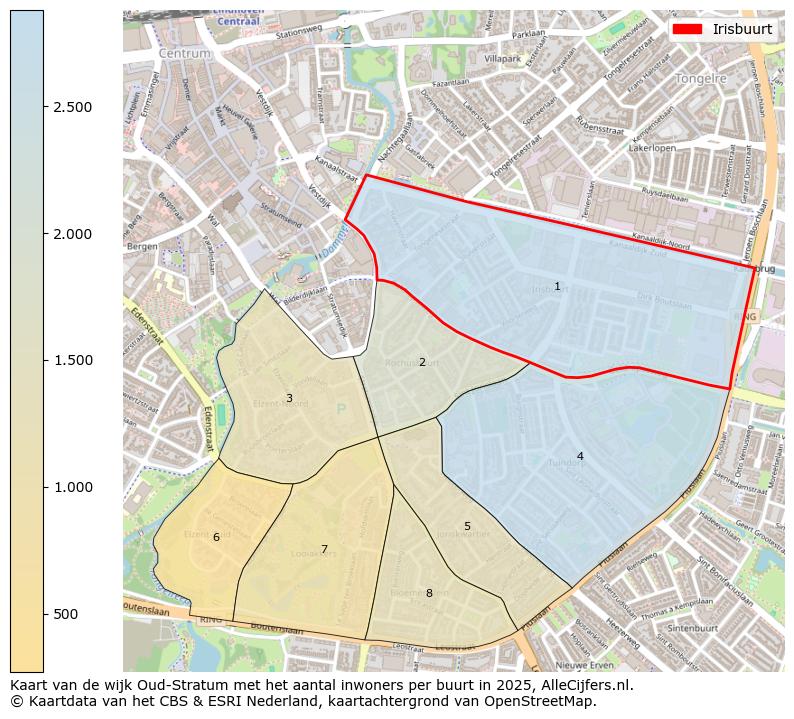 Afbeelding van de Irisbuurt op de kaart.