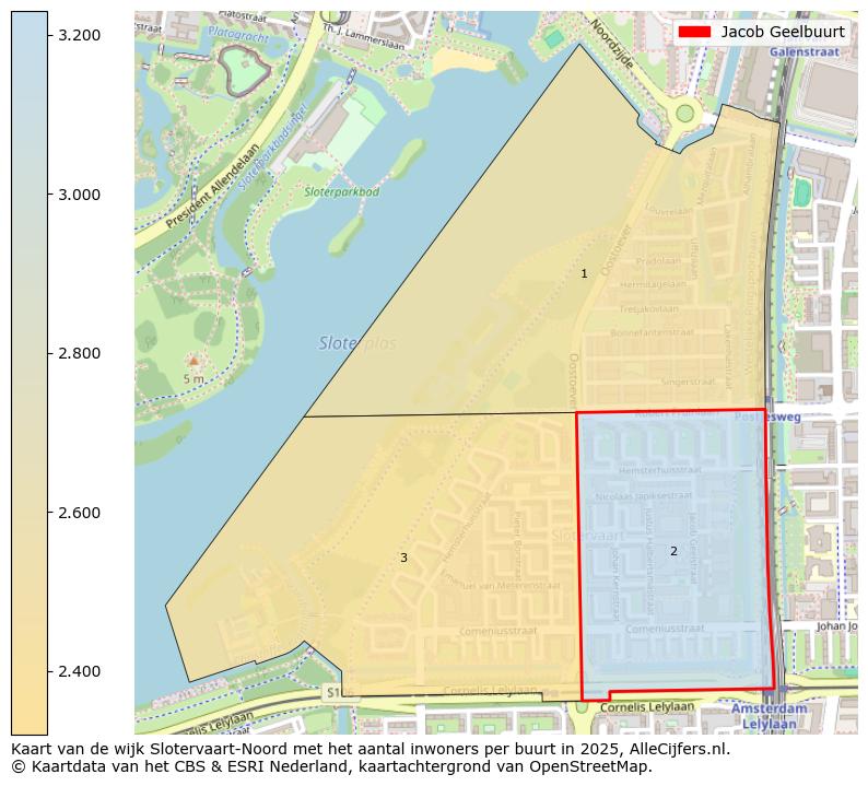 Afbeelding van de Jacob Geelbuurt op de kaart.