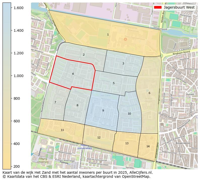 Afbeelding van de Jagersbuurt West op de kaart.