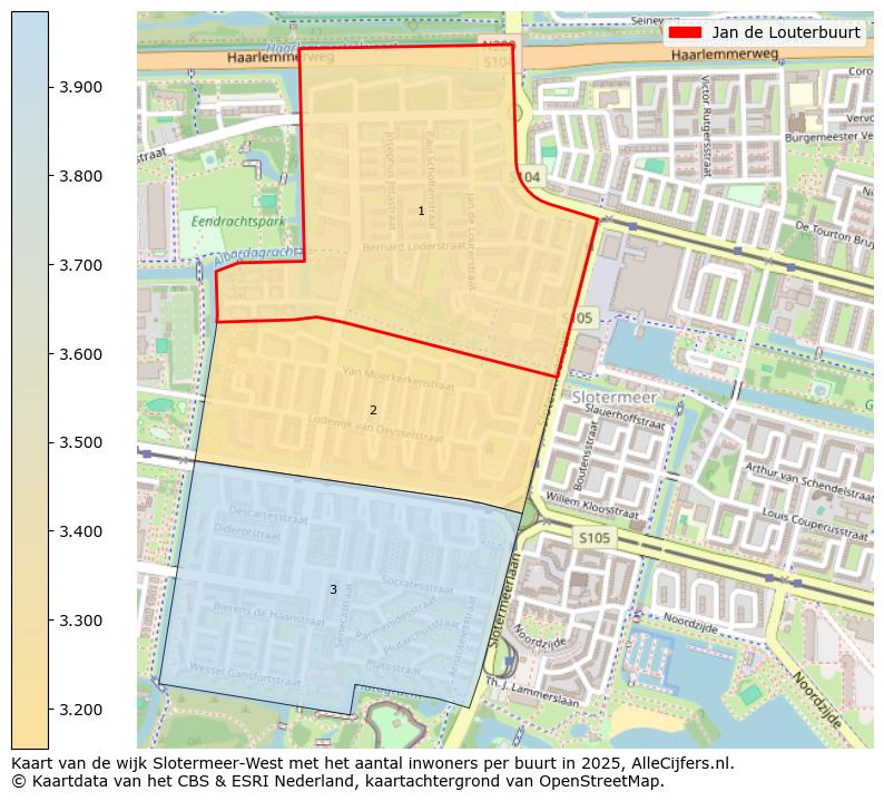 Afbeelding van de Jan de Louterbuurt op de kaart.