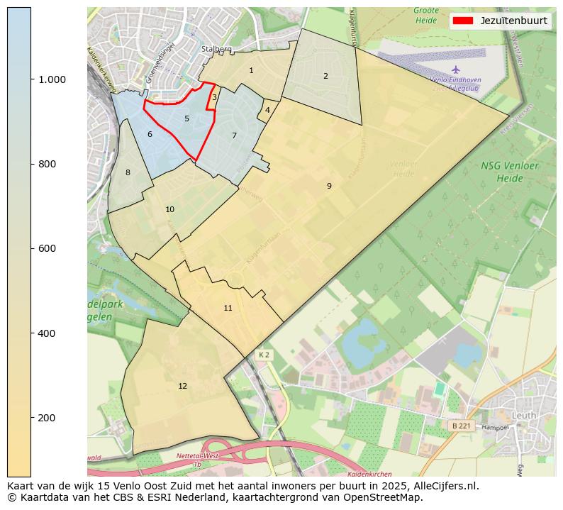 Afbeelding van de Jezuïtenbuurt op de kaart.