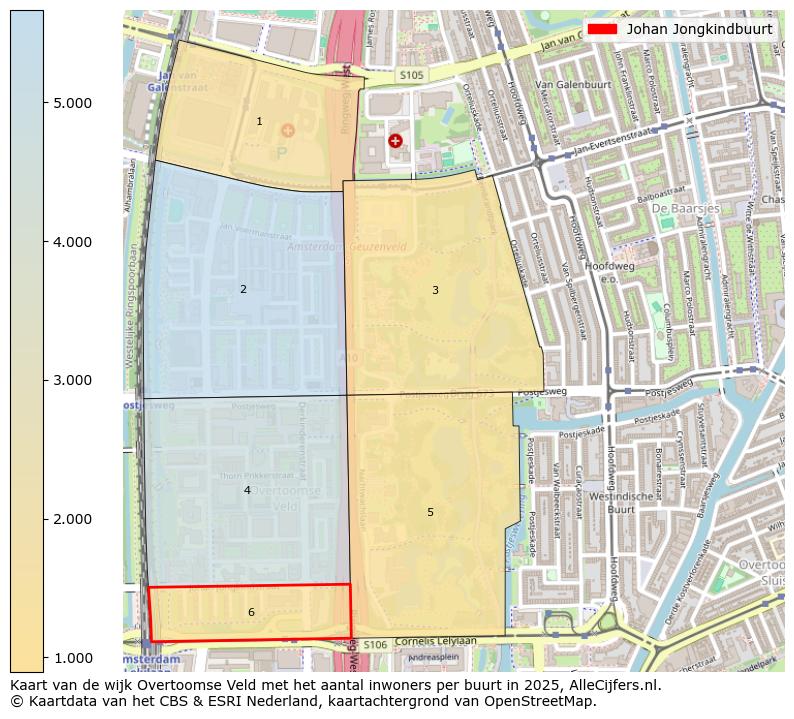Afbeelding van de Johan Jongkindbuurt op de kaart.