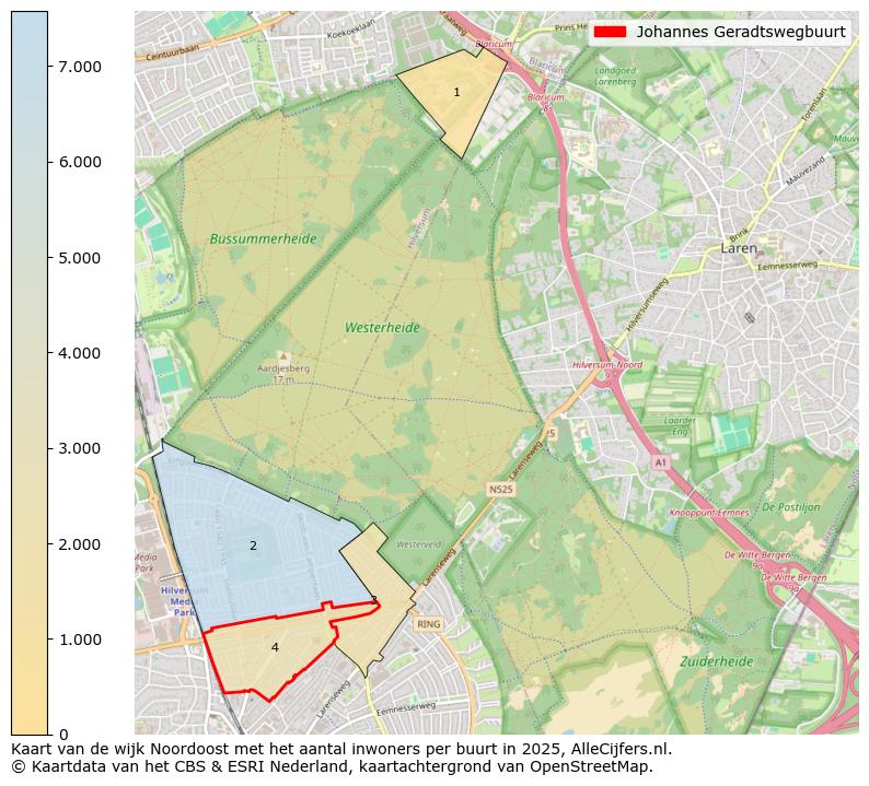 Afbeelding van de Johannes Geradtswegbuurt op de kaart.