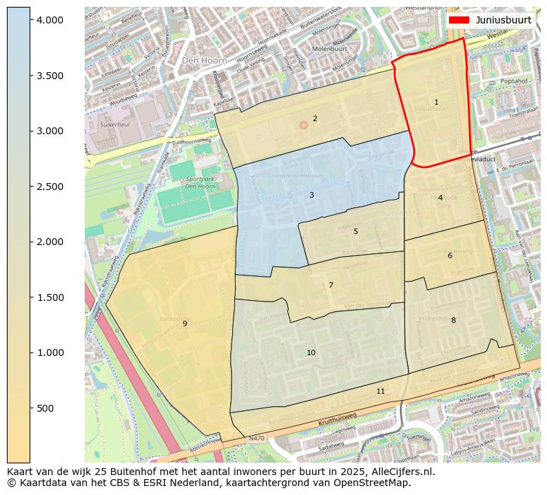 Afbeelding van de Juniusbuurt op de kaart.
