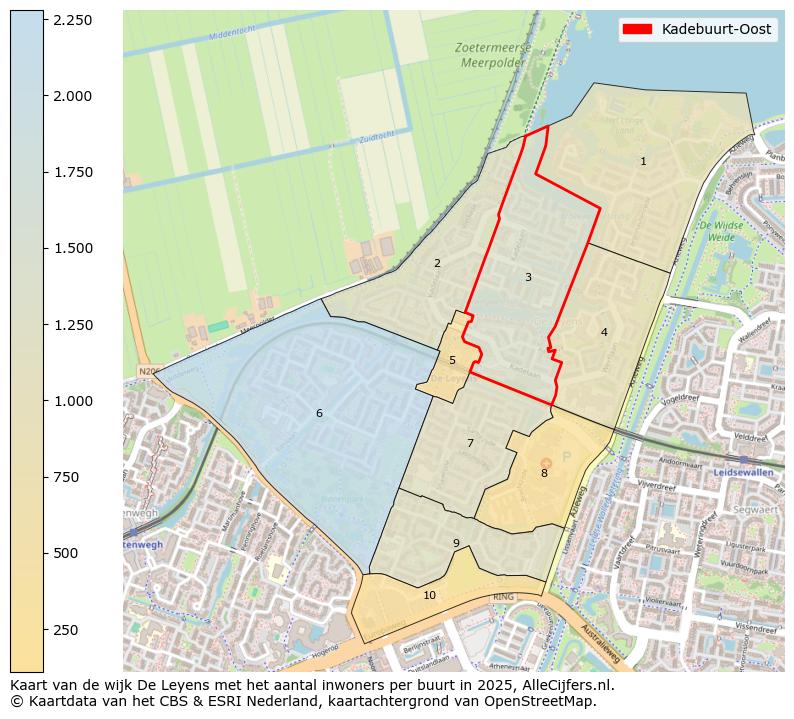 Afbeelding van de Kadebuurt-Oost op de kaart.