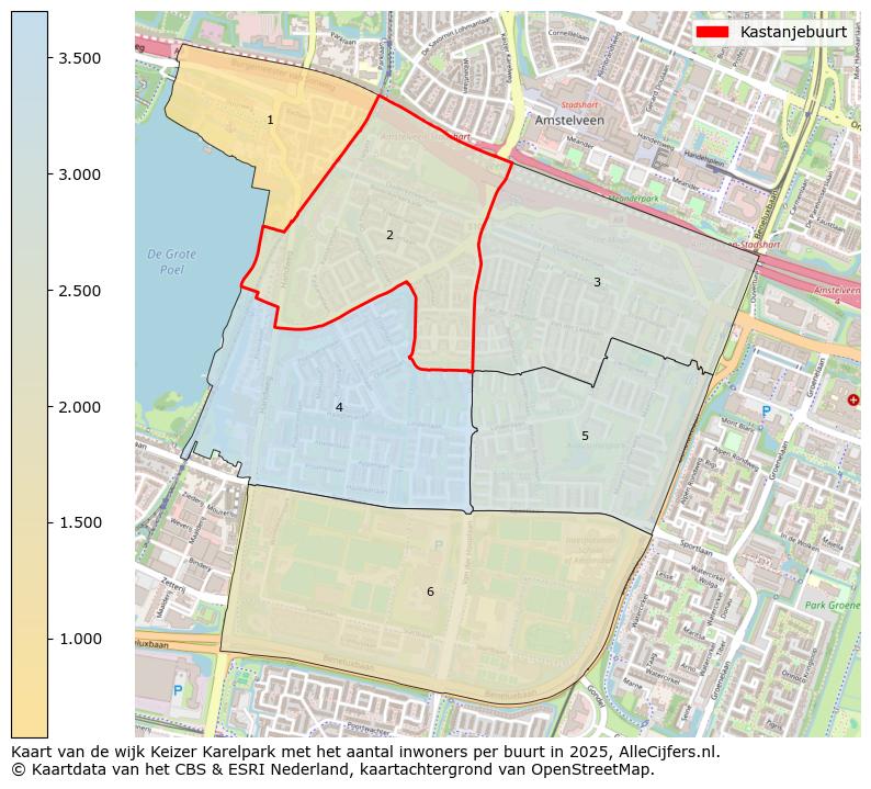 Afbeelding van de Kastanjebuurt op de kaart.