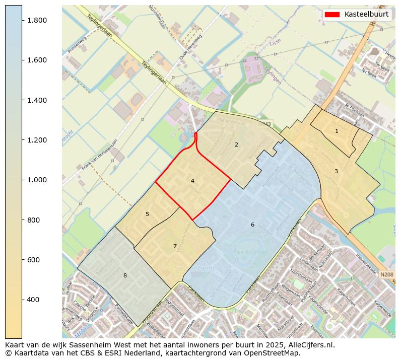 Afbeelding van de Kasteelbuurt op de kaart.