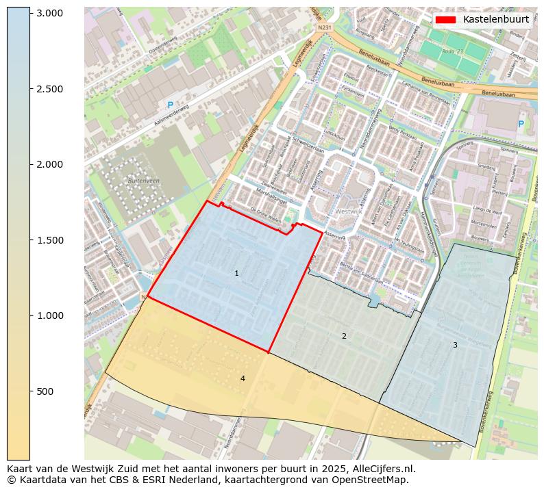 Afbeelding van de Kastelenbuurt op de kaart.