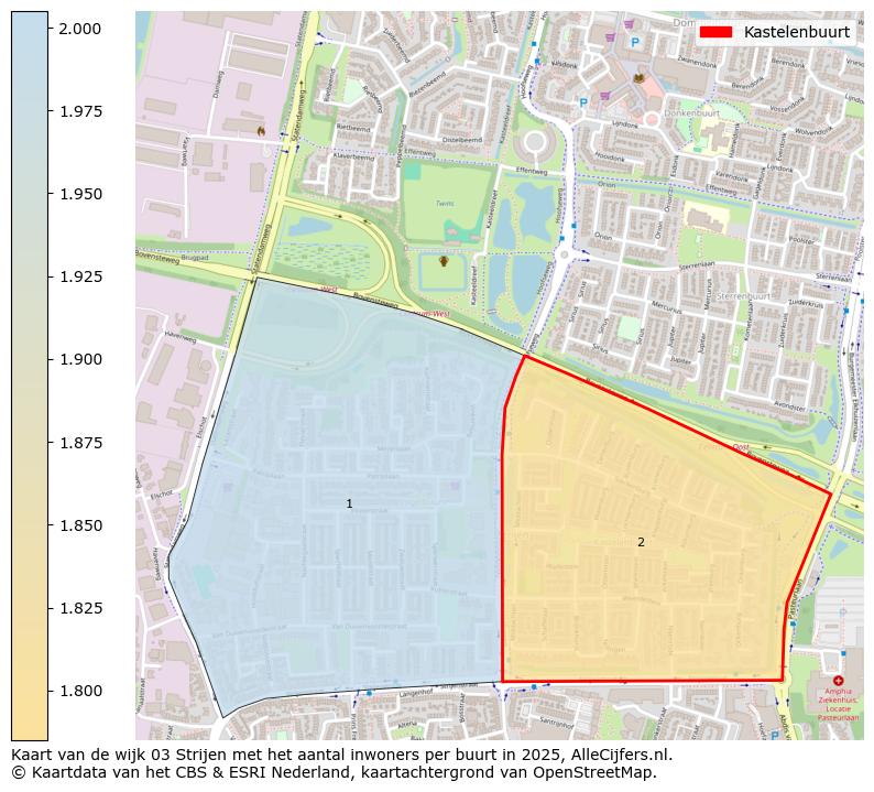 Afbeelding van de Kastelenbuurt op de kaart.