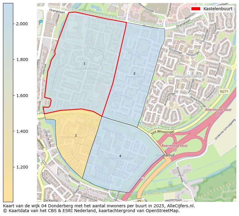 Afbeelding van de Kastelenbuurt op de kaart.