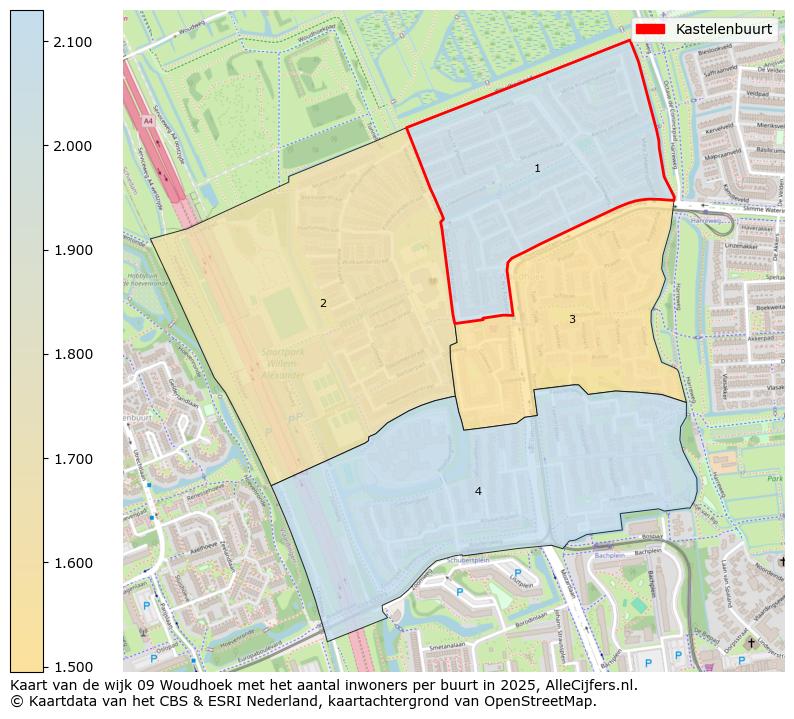 Afbeelding van de Kastelenbuurt op de kaart.
