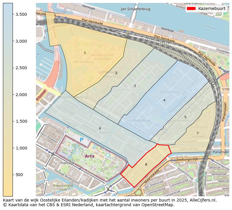 Afbeelding van de Kazernebuurt op de kaart.