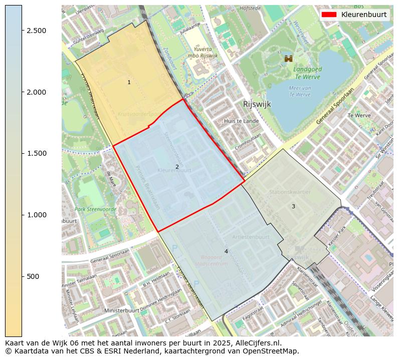 Afbeelding van de Kleurenbuurt op de kaart.