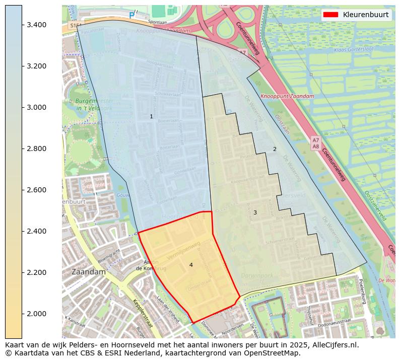 Afbeelding van de Kleurenbuurt op de kaart.
