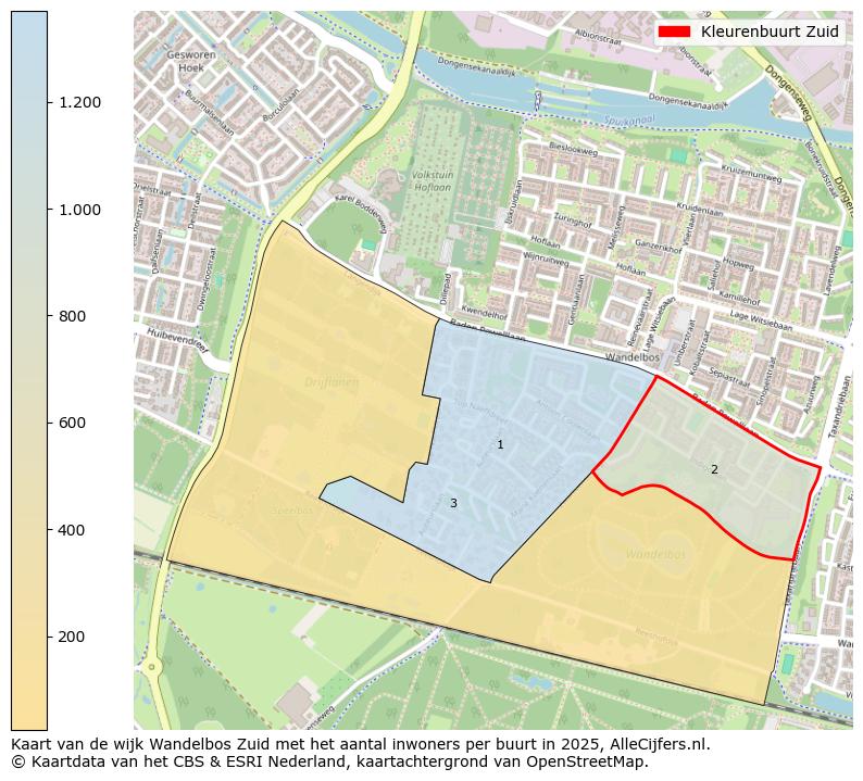 Afbeelding van de Kleurenbuurt Zuid op de kaart.