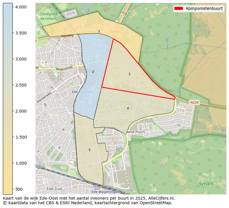 Afbeelding van de Komponistenbuurt op de kaart.