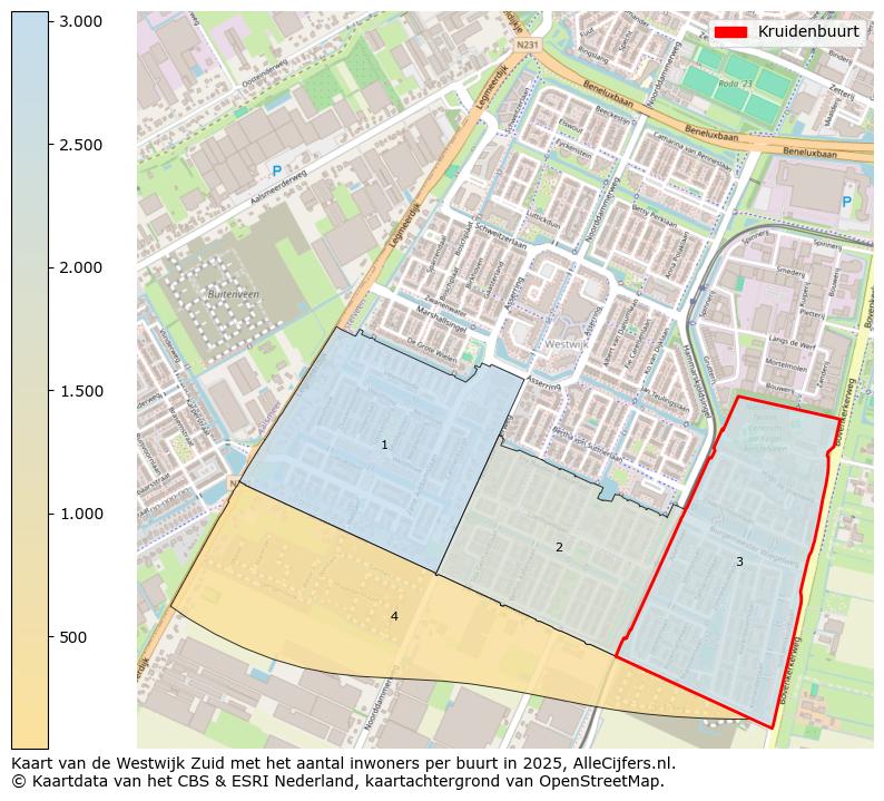 Afbeelding van de Kruidenbuurt op de kaart.