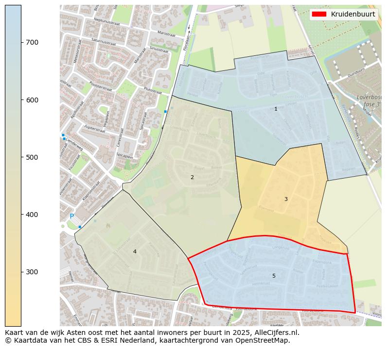 Afbeelding van de Kruidenbuurt op de kaart.