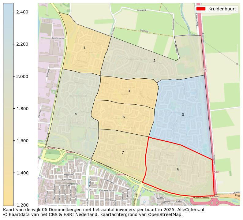 Afbeelding van de Kruidenbuurt op de kaart.