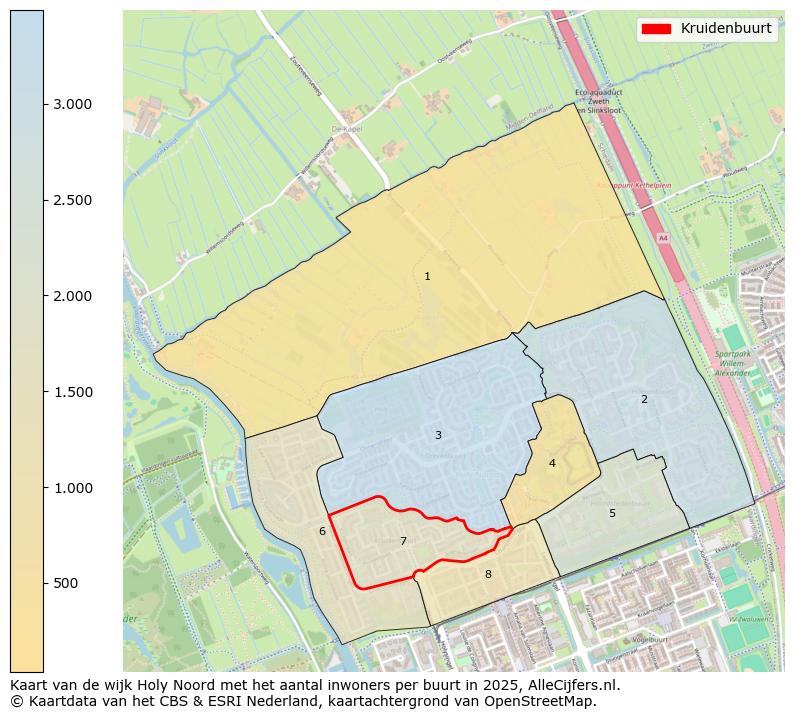Afbeelding van de Kruidenbuurt op de kaart.