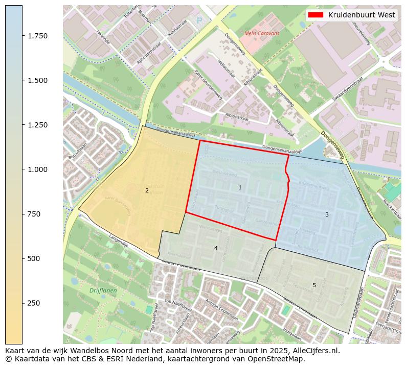 Afbeelding van de Kruidenbuurt West op de kaart.