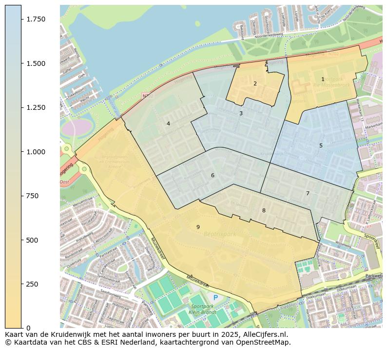 Afbeelding van de Kruidenwijk op de kaart.