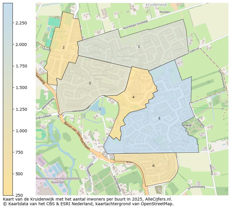 Afbeelding van de Kruidenwijk op de kaart.