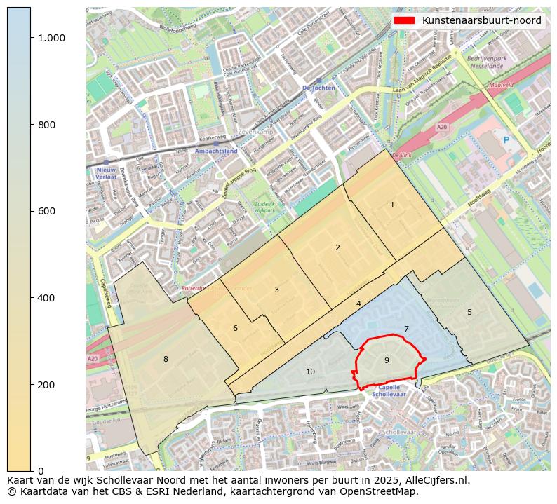 Afbeelding van de Kunstenaarsbuurt-noord op de kaart.