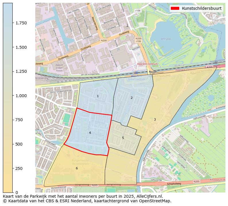 Afbeelding van de Kunstschildersbuurt op de kaart.