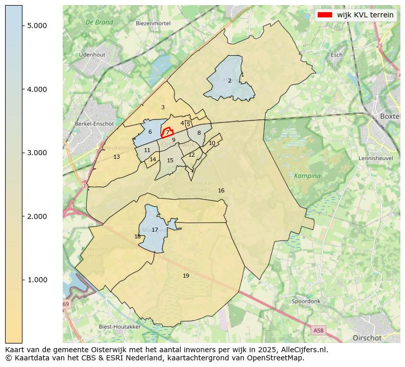 Afbeelding van de wijk KVL terrein op de kaart.