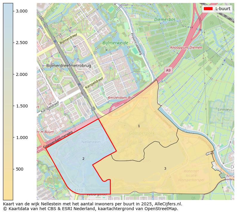 Afbeelding van de L-buurt op de kaart.
