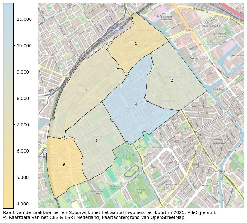 Afbeelding van de Laakkwartier en Spoorwijk op de kaart.