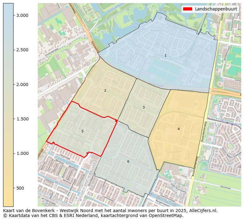 Afbeelding van de Landschappenbuurt op de kaart.