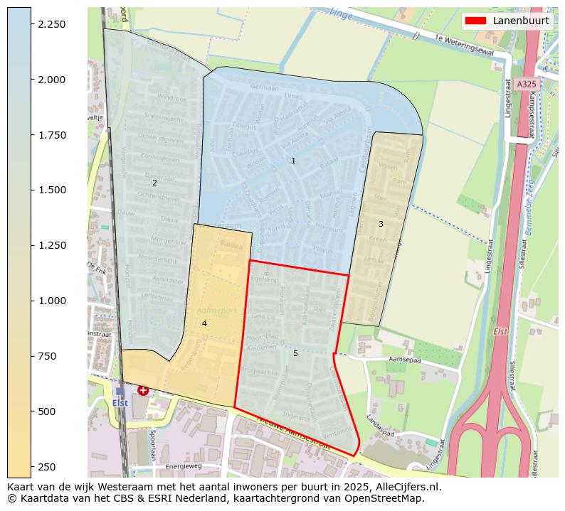 Afbeelding van de Lanenbuurt op de kaart.