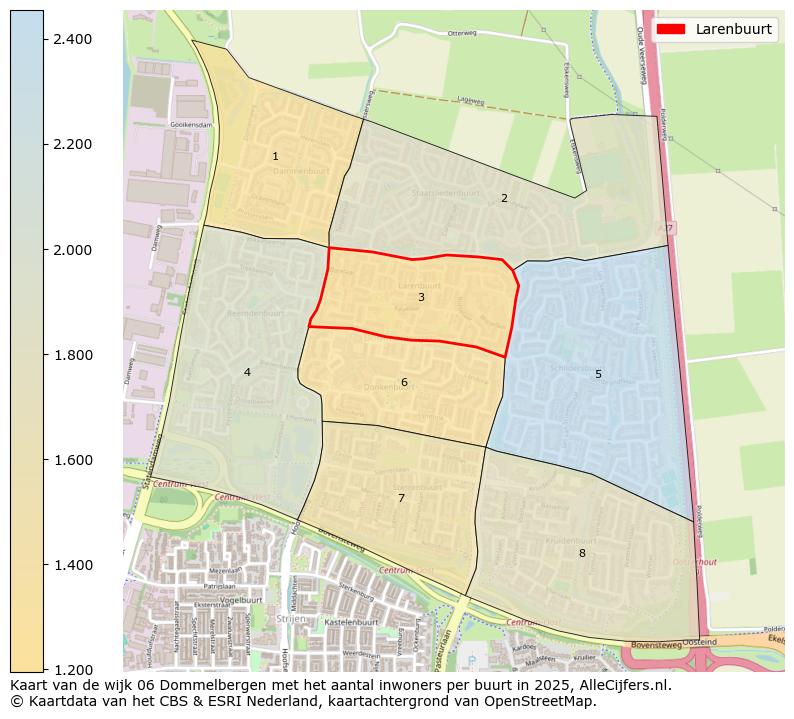Afbeelding van de Larenbuurt op de kaart.