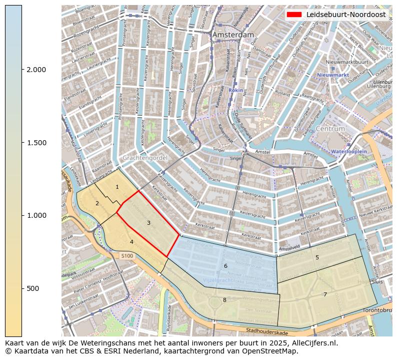 Afbeelding van de Leidsebuurt-Noordoost op de kaart.