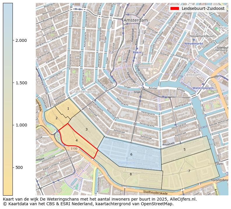 Afbeelding van de Leidsebuurt-Zuidoost op de kaart.