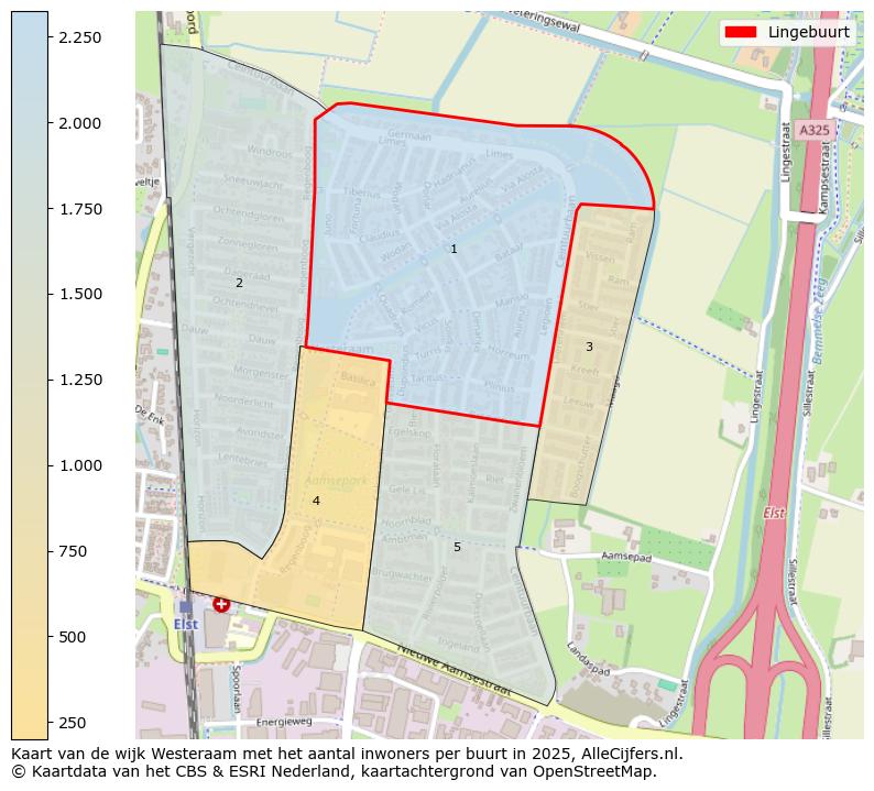 Afbeelding van de Lingebuurt op de kaart.