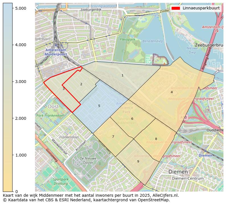 Afbeelding van de Linnaeusparkbuurt op de kaart.