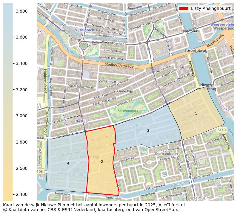 Afbeelding van de Lizzy Ansinghbuurt op de kaart.