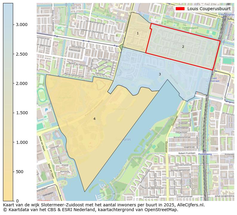 Afbeelding van de Louis Couperusbuurt op de kaart.