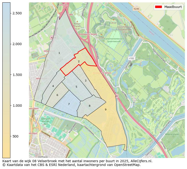 Afbeelding van de Maadbuurt op de kaart.
