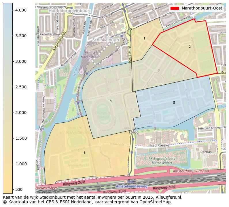 Afbeelding van de Marathonbuurt-Oost op de kaart.