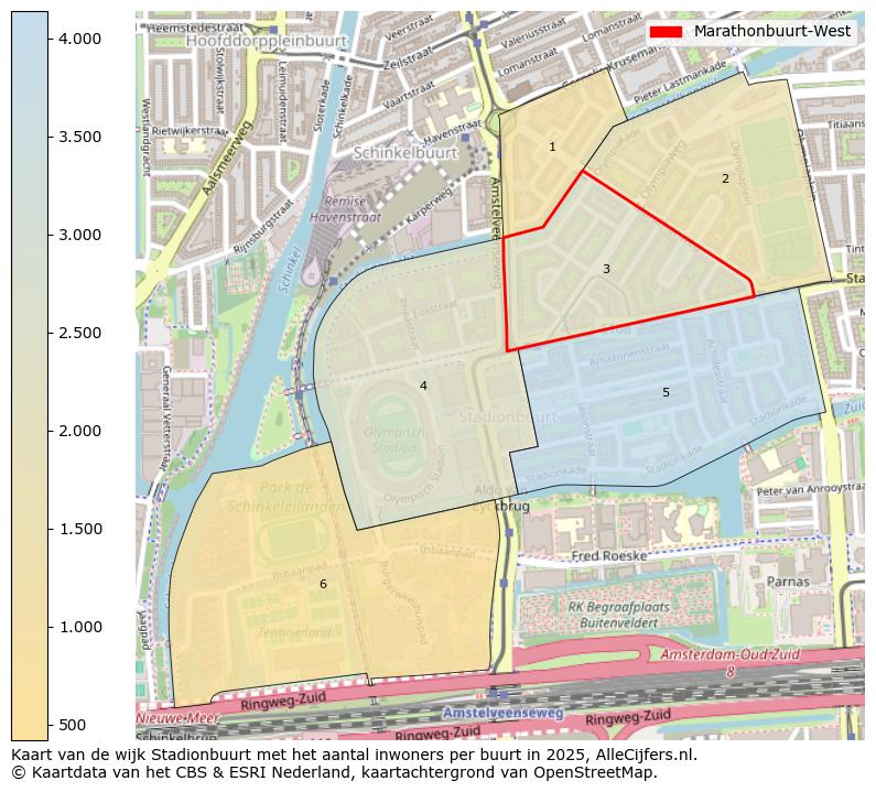 Afbeelding van de Marathonbuurt-West op de kaart.