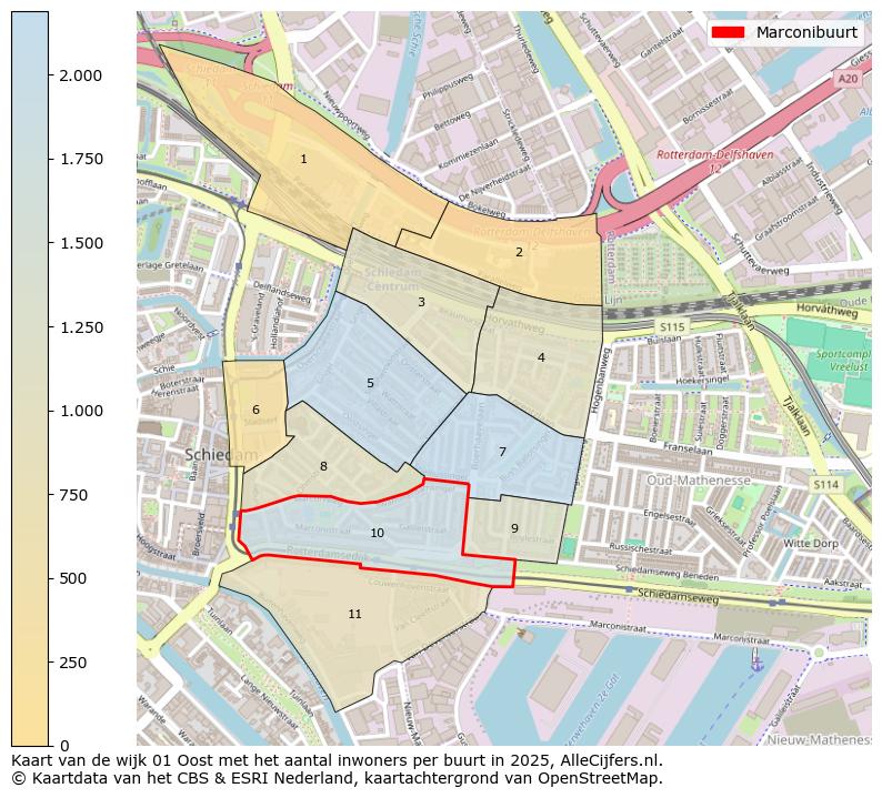 Afbeelding van de Marconibuurt op de kaart.